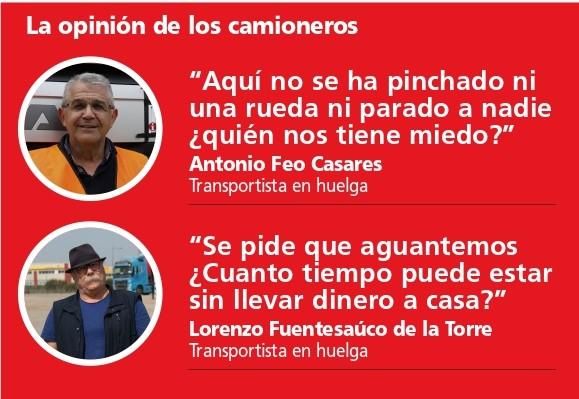 Opiniones de los transportistas en huelga