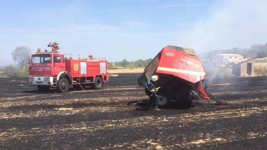 Arde una cosechadora cuando trabajaba en un campo de Montuïri