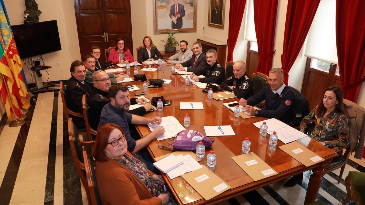 Junta de seguridad, este viernes en el Ayuntamiento de Castelló.