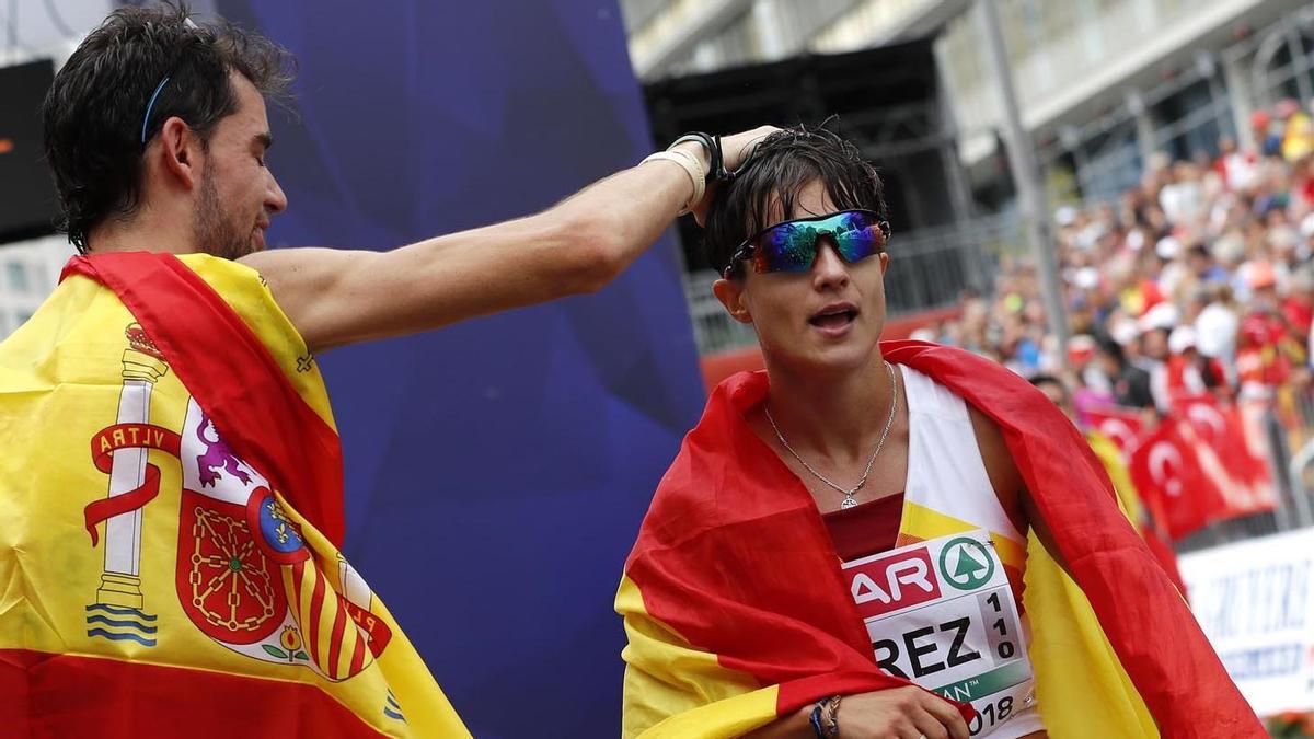 Álvaro Martín y María Pérez, tras ganar el oro europeo en Berlín'18