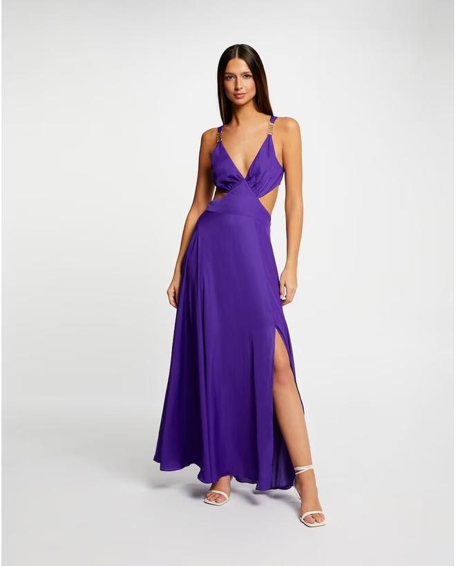 Vestido morado con cut outs de El Corte Inglés