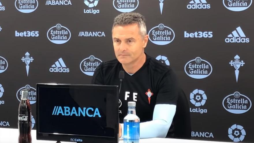 Escribá, durante la rueda de prensa de esta mañana // RC Celta