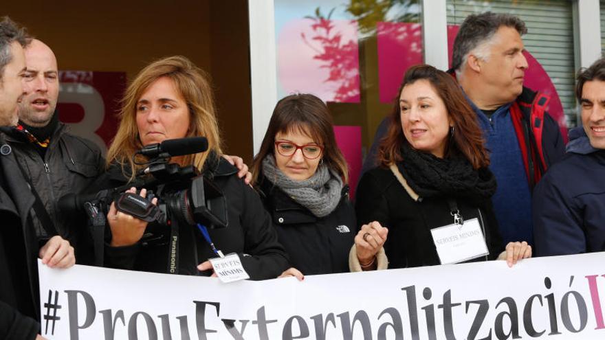 Protsta hoy de los trabajadores de IB3 en Ibiza.