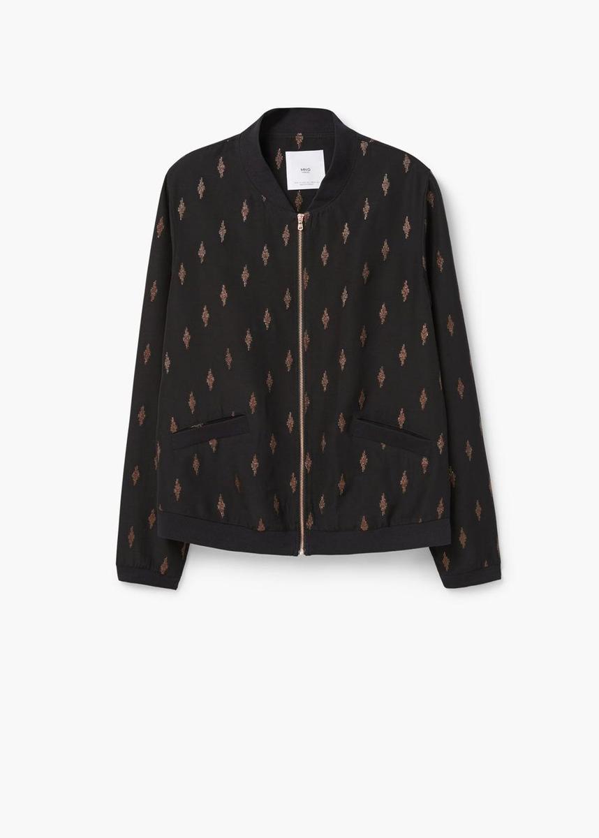 Bomber bordado metalizado de Mango (49,99€)