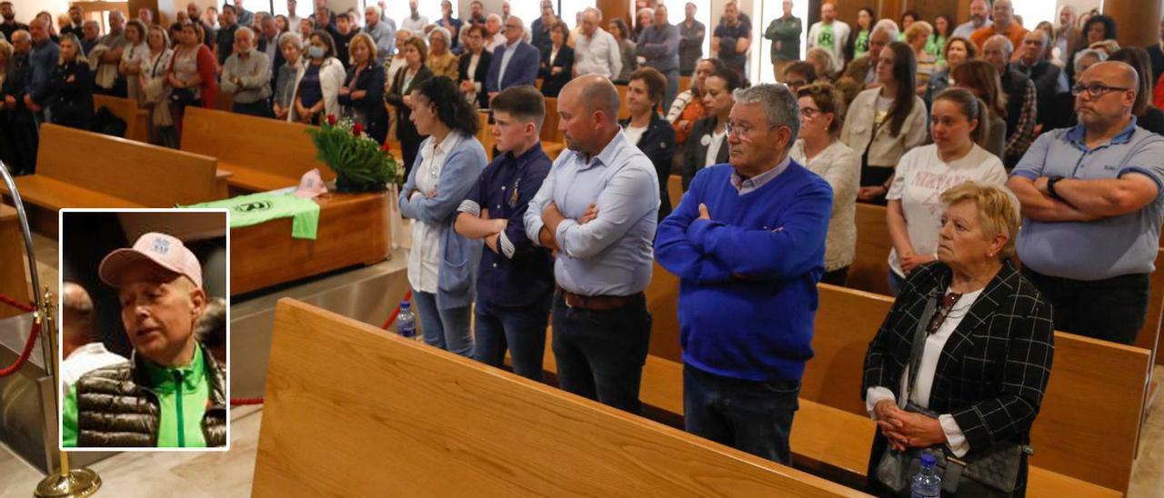 Un momento del funeral de Roberto González, en la capilla del tanatorio El Salvador, en Oviedo. | LUISMA MURIAS