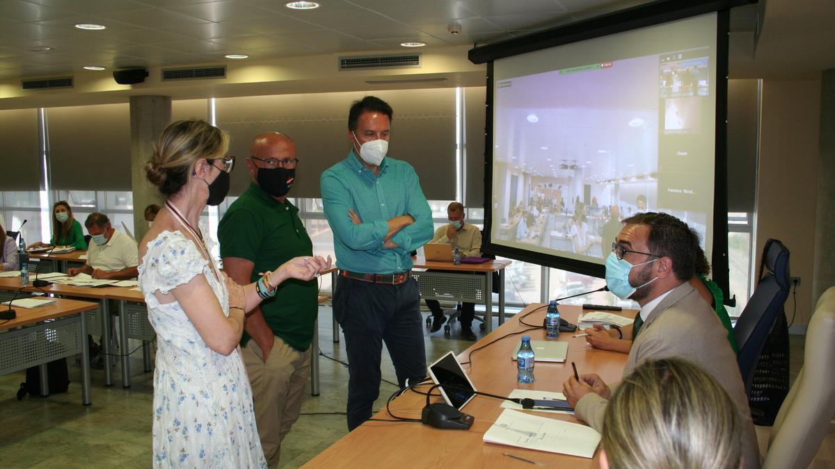 Carmen Menduiña, Pedro Sosa, Fulgencio Gil y Diego José Mateos, en el Pleno.