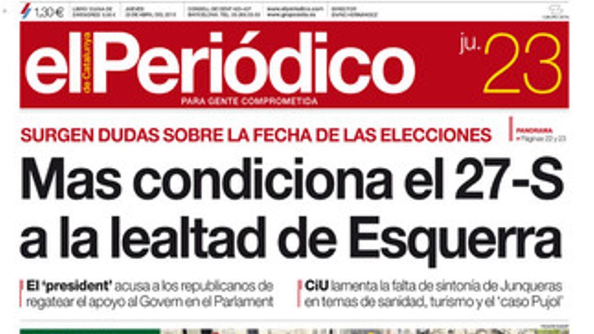 La portada del 23 de abril