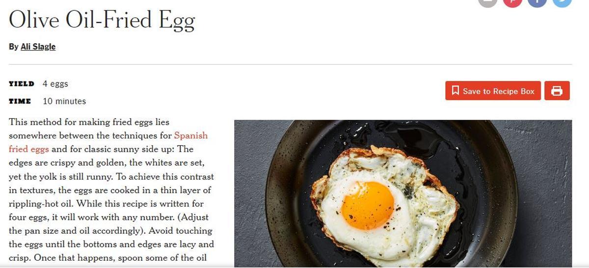 El huevo frito según The New York Times
