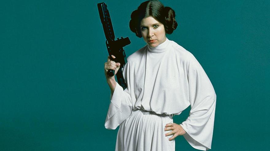 Carrie Fisher, caracterizada de la Princesa Leia