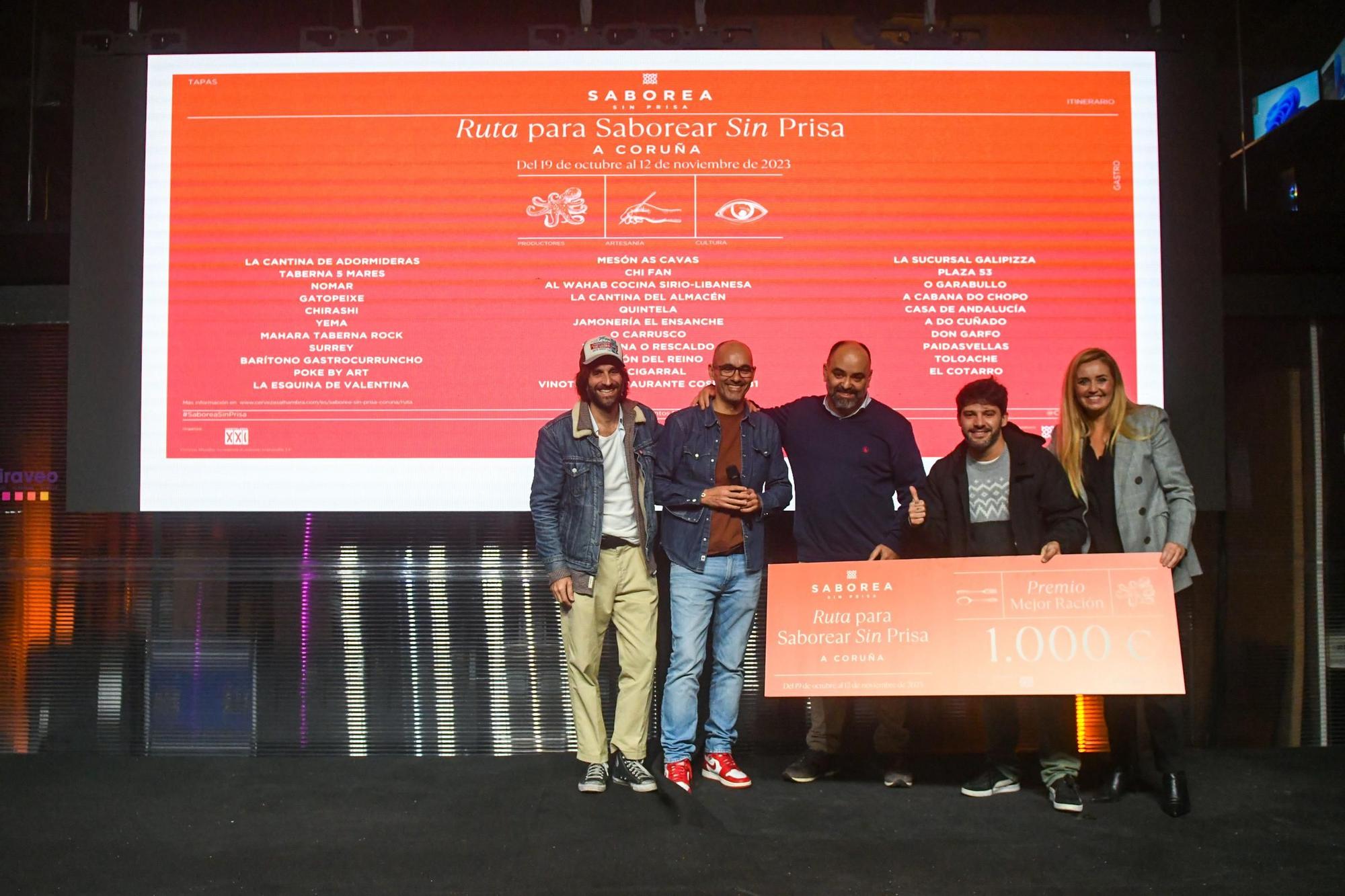 Entrega de premios de la 'Ruta para Saborear Sin Prisa A Coruña' de Cervezas Alhambra
