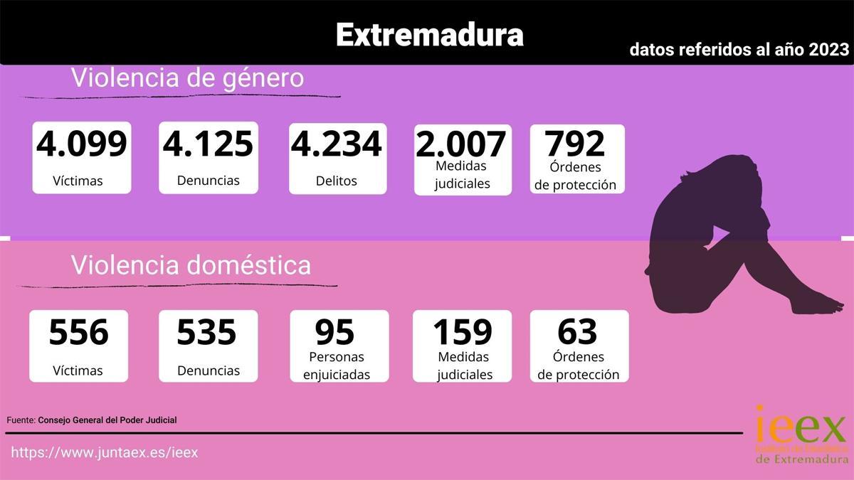 Datos de violencia de género en Extremadura.