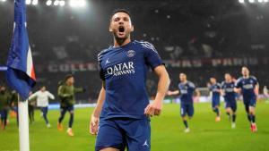Jugadores del PSG celebra un tanto ante el Manchester City.