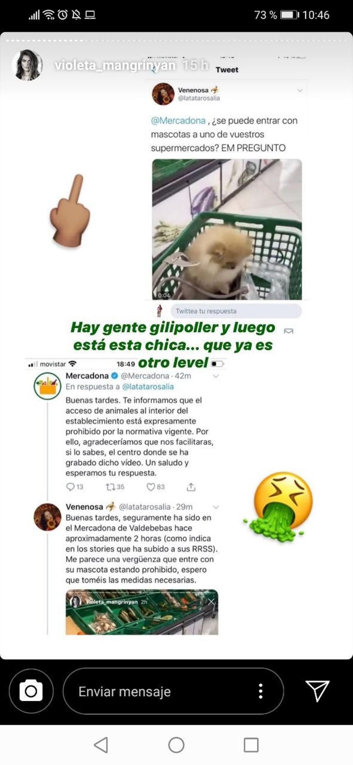 Conversación de Violeta Mangriñán con una fan en twitter