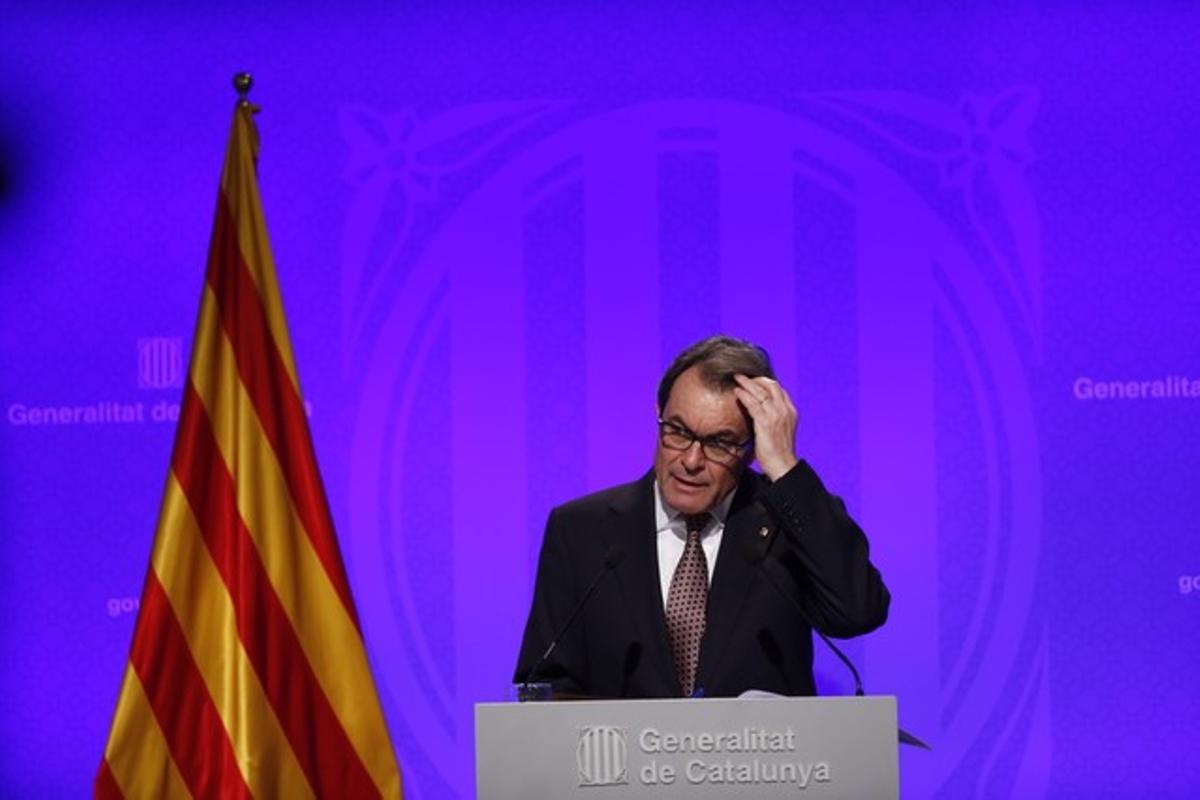 El president Artur Mas, aquest dimarts, en la compareixença de premsa que ha ofert.