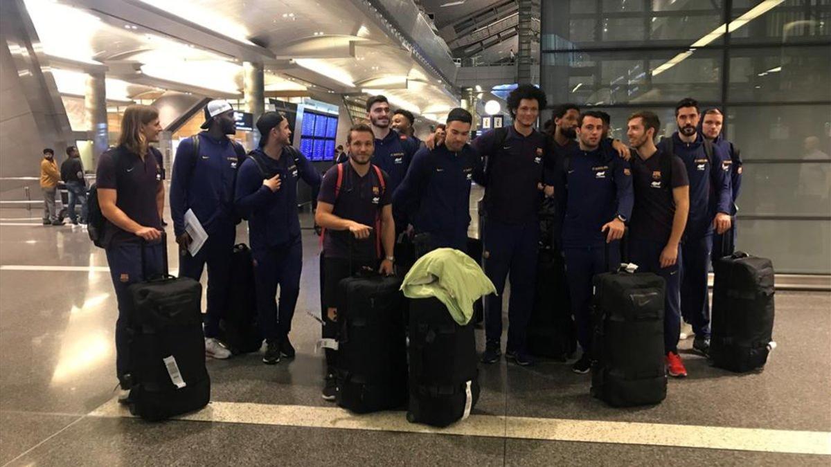 El Barça Lassa, este domingo por la tarde en el aeropuerto de Doha