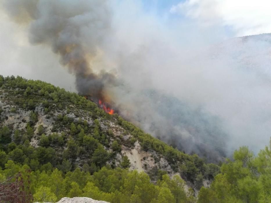 Incendio forestal en Castell de Guadalest