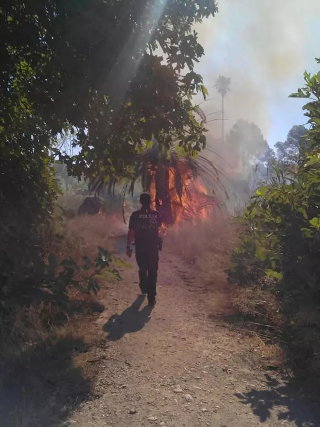 Un incendio forestal en el Menjú de Cieza rodea una casa