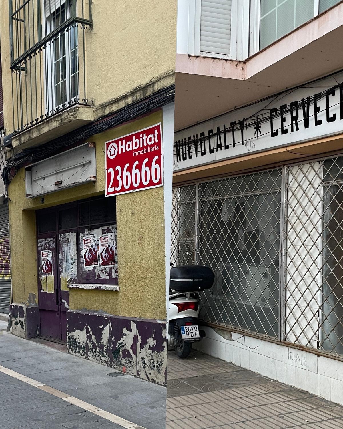 Fachadas del Bar el Pichi y El Nuevo Calty, ya cerrados.