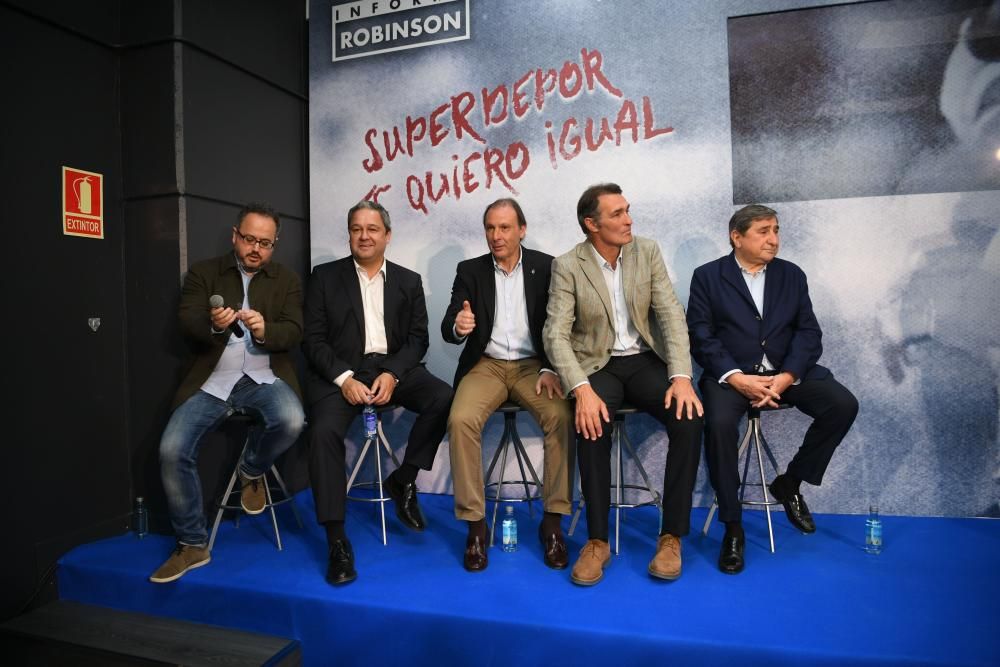 El presidente del Deportivo, Tino Fernández, y el expresidente Augusto César Lendoiro, entre los invitados al preestreno del reportaje 'Informe Robinson: Superdépor, te quiero igual'.