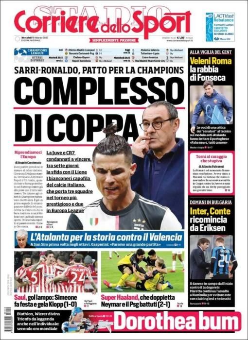 Portada CORRIERE DELLO SPORT 19 febrero 2020