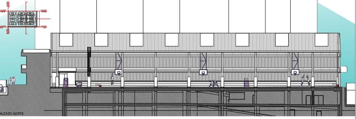 Plano de la futura cubrición de las pistas deportivas del Colegio Valle Inclán.