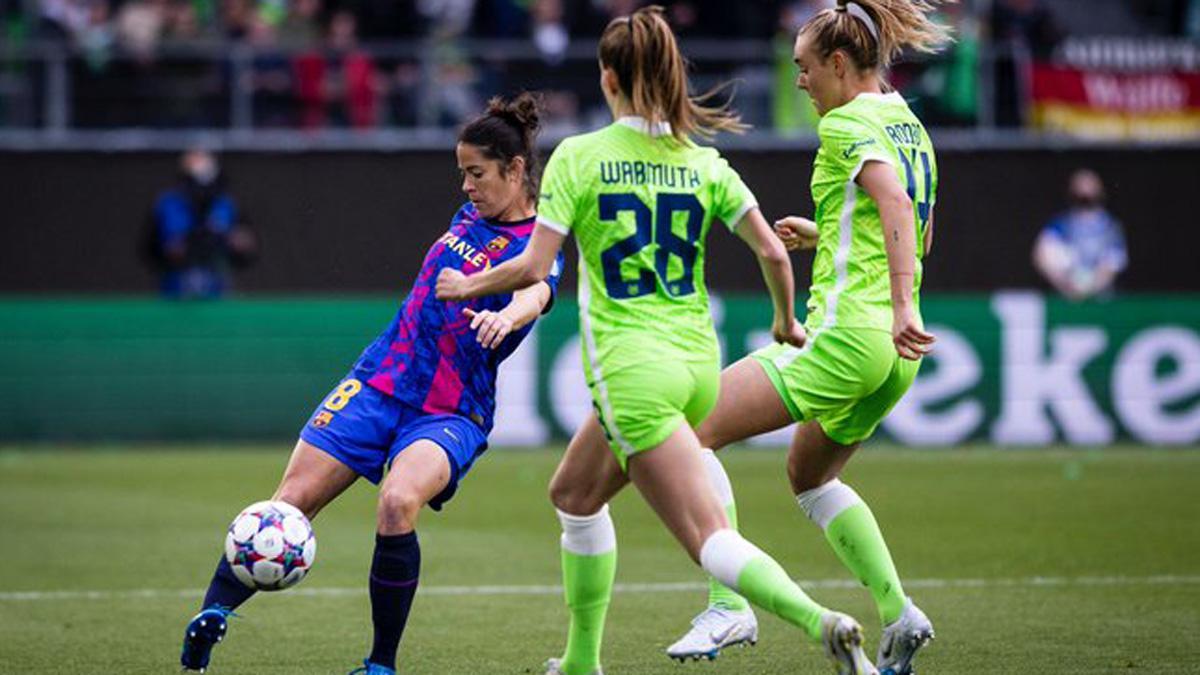 Marta Torrejón en el partido ante el Wolfsburgo