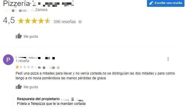 Comentario sobre el restaurante de Zamora.