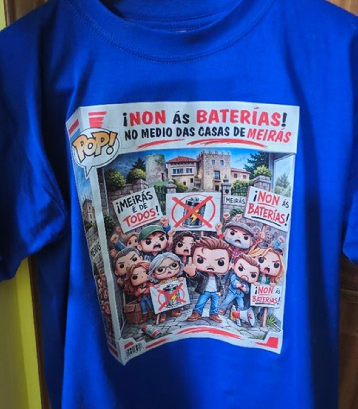 Camiseta contra las plantas de baterías proyectadas en Meirás.