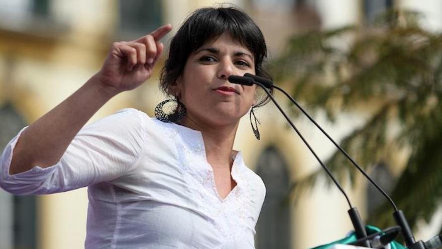 Teresa Rodríguez durante un acto en Málaga.