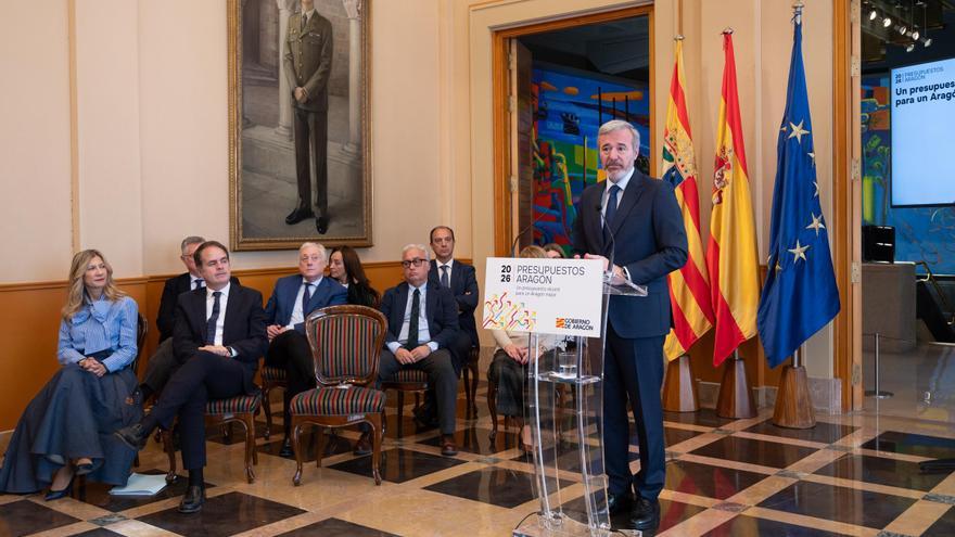 Azcón fía sus grandes anuncios a la aprobación de los Presupuestos: "Si hay elecciones, se abre un momento político nuevo"