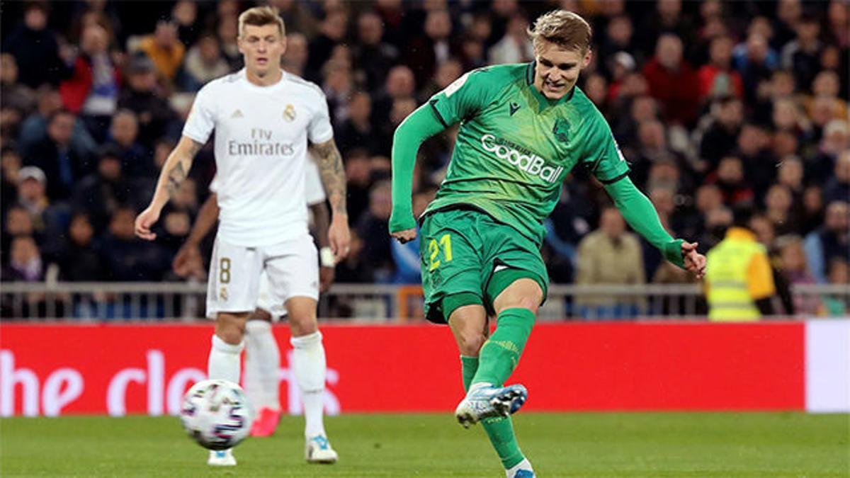 Odegaard abrió el marcador en el Bernabéu tras una cantada de Areola