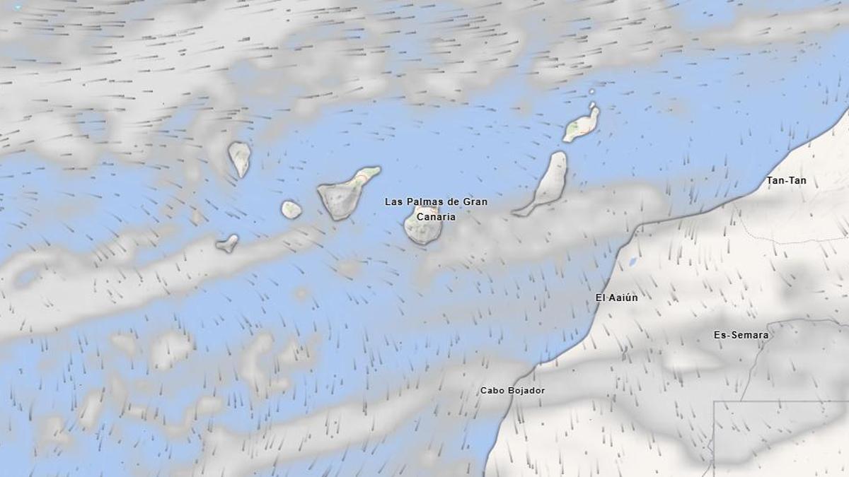 Mapa del tiempo en Canarias.