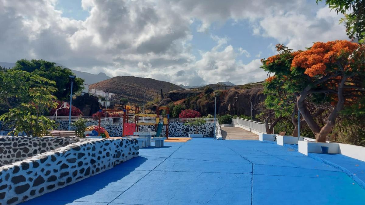 Vista de la intervención en el parque de Los Chorros, Agaete.