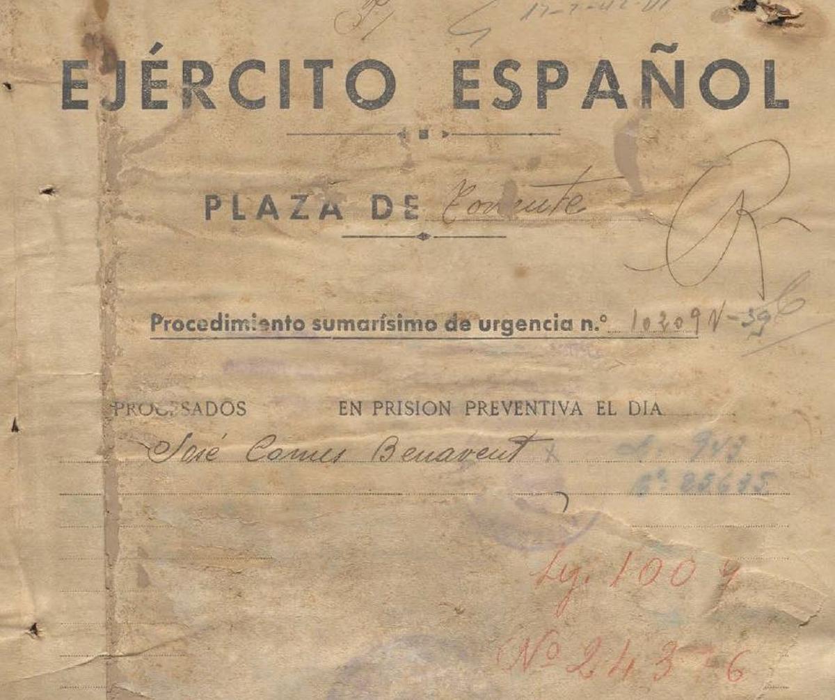 Sumario del juicio contra José Comes Benavent. / Archivo Histórico de Defensa