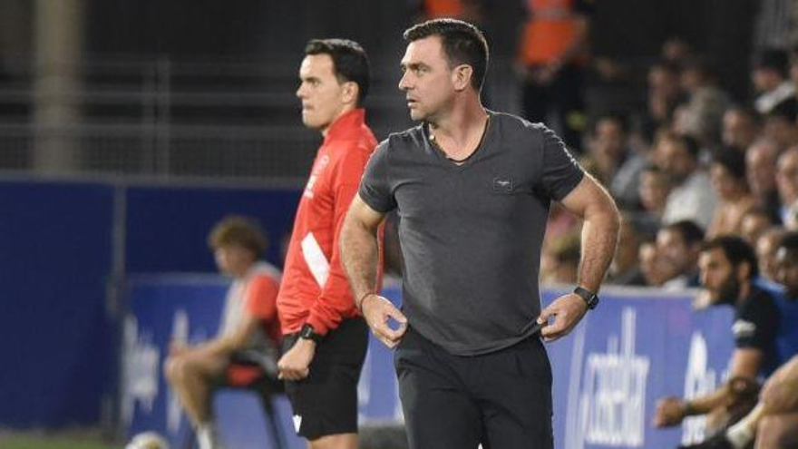 Pablo Guede, durante el partido del Málaga CF ante el Huesca.