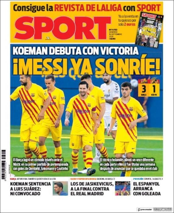 Portada SPORT domingo 13 septiembre 2020