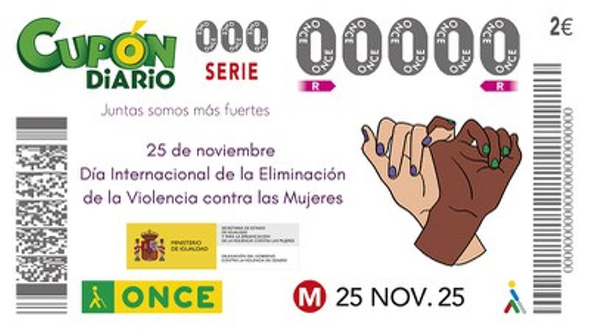 El cupón estaba dedicado al Día internacional de la Eliminación de la Violencia contra las Mujeres