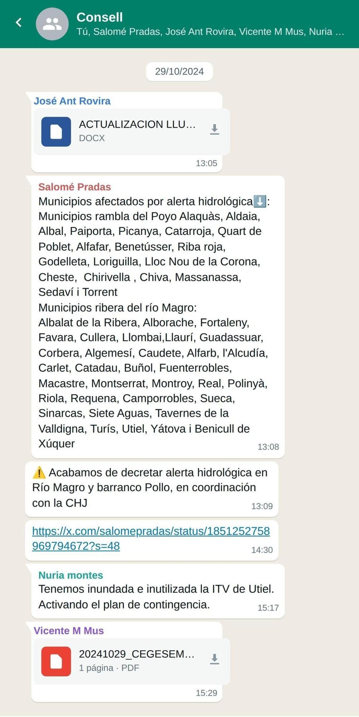 Simulación del chat del Consell el día de la dana.
