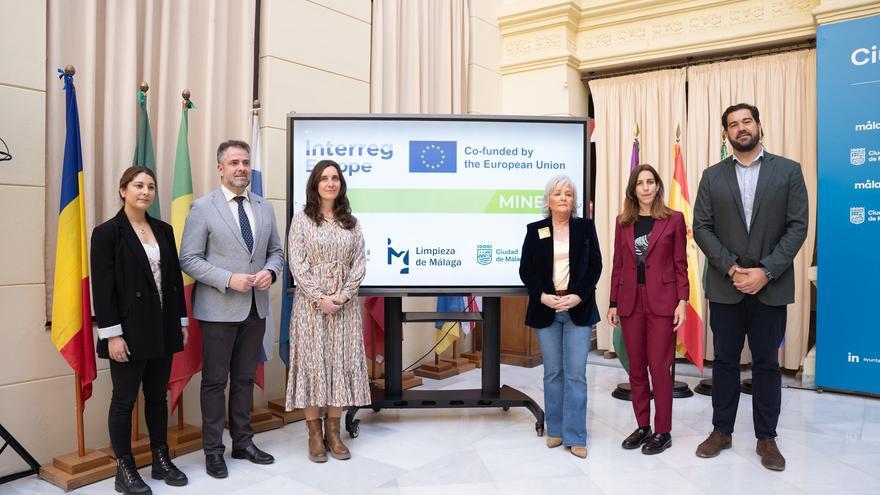 Los concejales delegados de Servicios Operativos, Sostenibilidad Medioambiental, Deporte y Economía, Teresa Porras, Penélope Gómez, Borja Vivas y Carlos Conde, presentan proyecto de cooperación europea MINEV