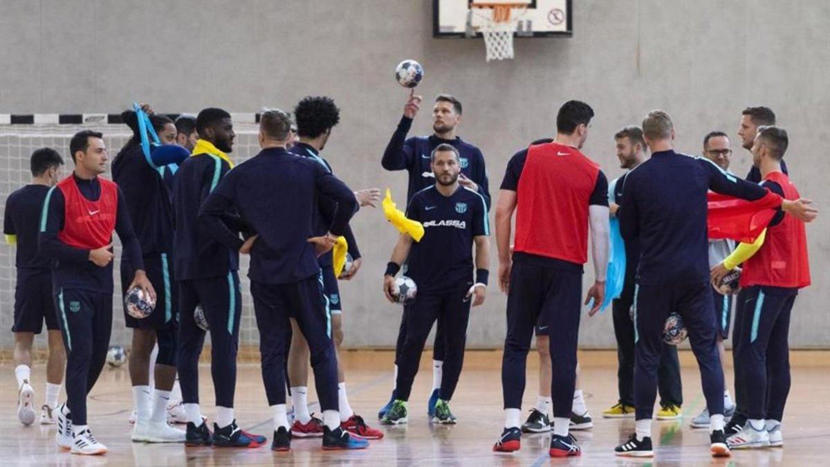 El Barça Lassa, en un entrenamiento en el Bergischer Ring de Colonia