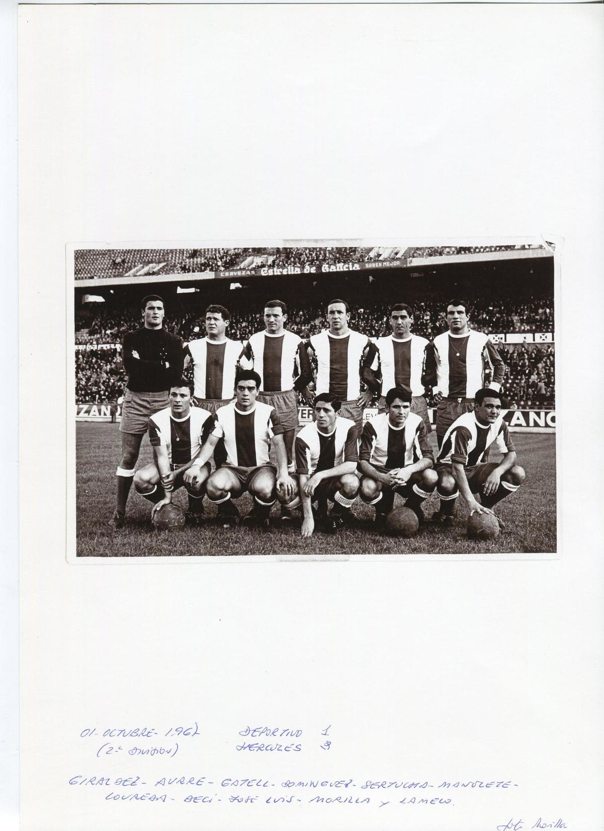 Formación del Dépor en la 67-68.