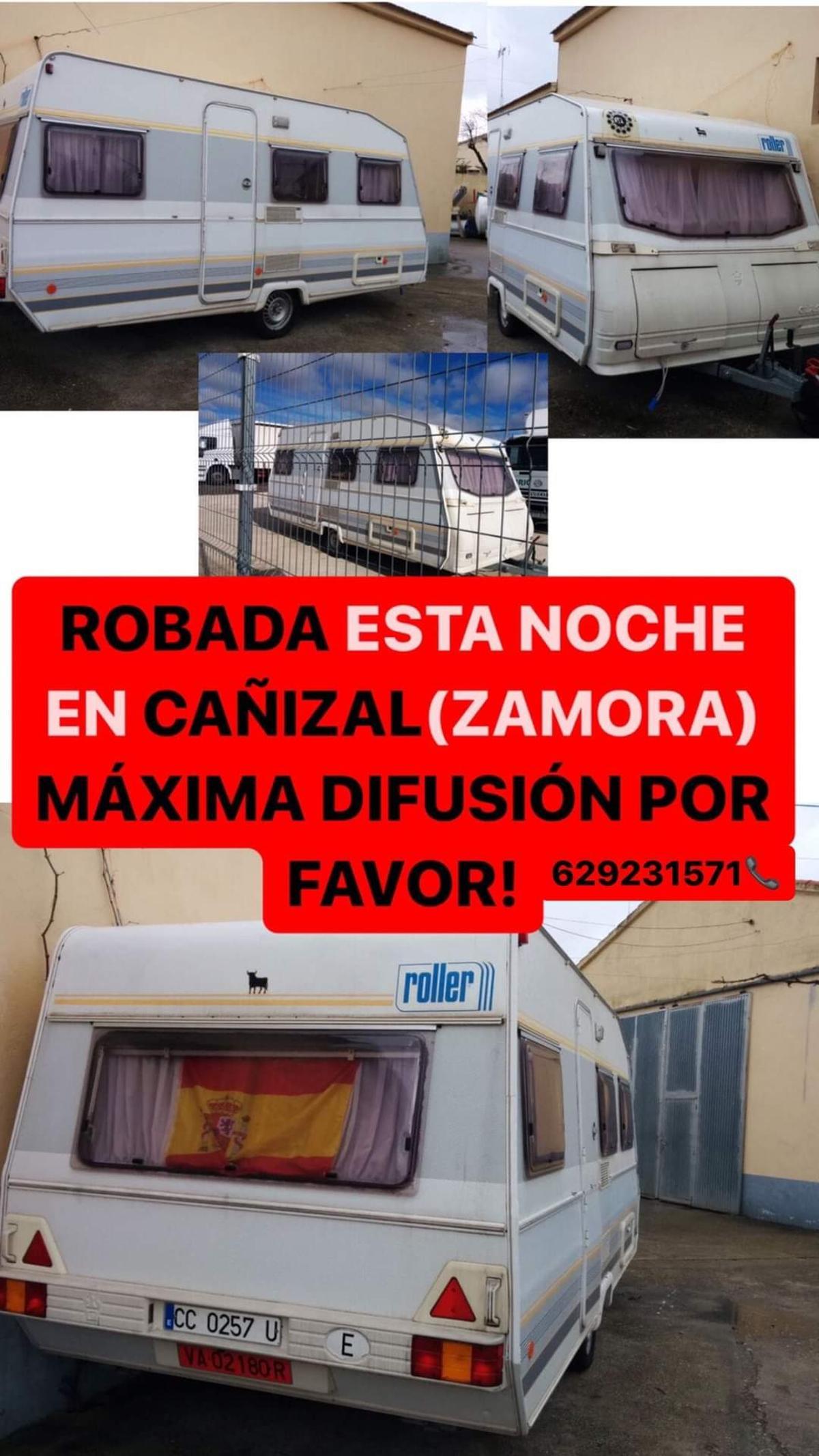 Caravana robada en Cañizal.