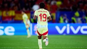 Lamine Yamal, en el partido de España ante Albania