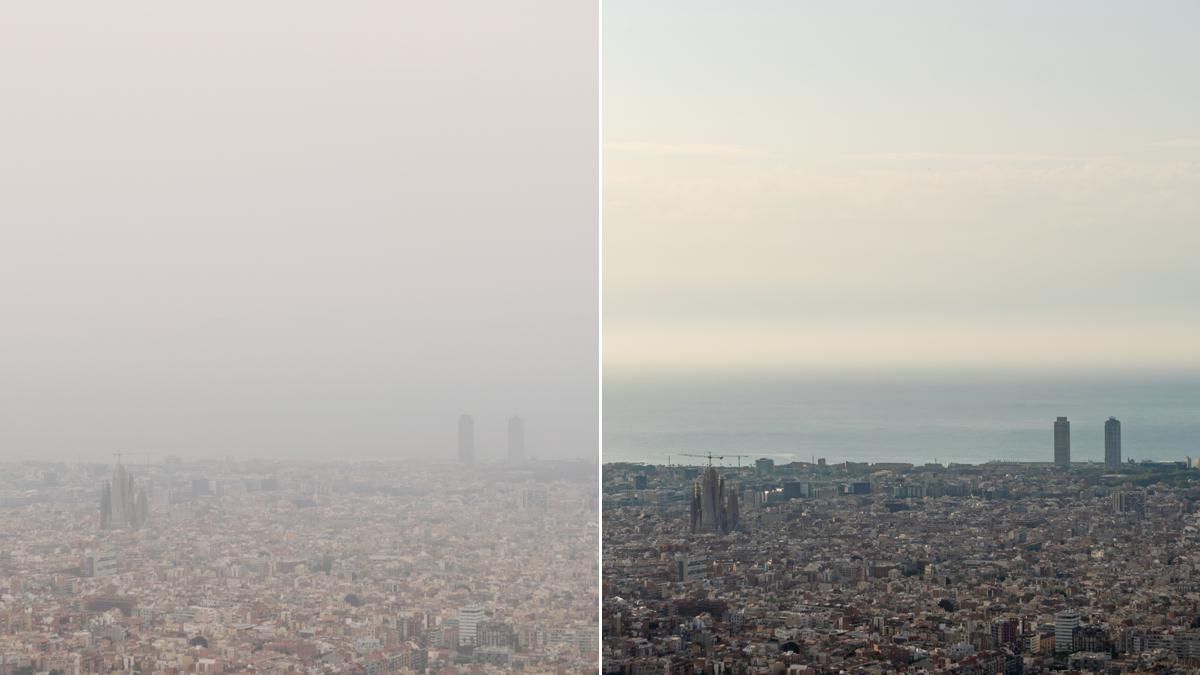 Barcelona s’acomiada de la pols en suspensió: el cel tornarà a ser blau Barcelona s’acomiada de la pols en suspensió: el cel tornarà a ser blau