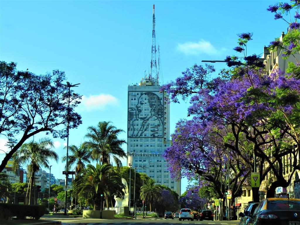 Las jacarandas le dan un toque de color a la Avenida más ancha del mundo.