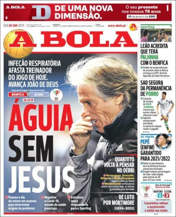 Portada A BOLA jueves 28 enero 2021