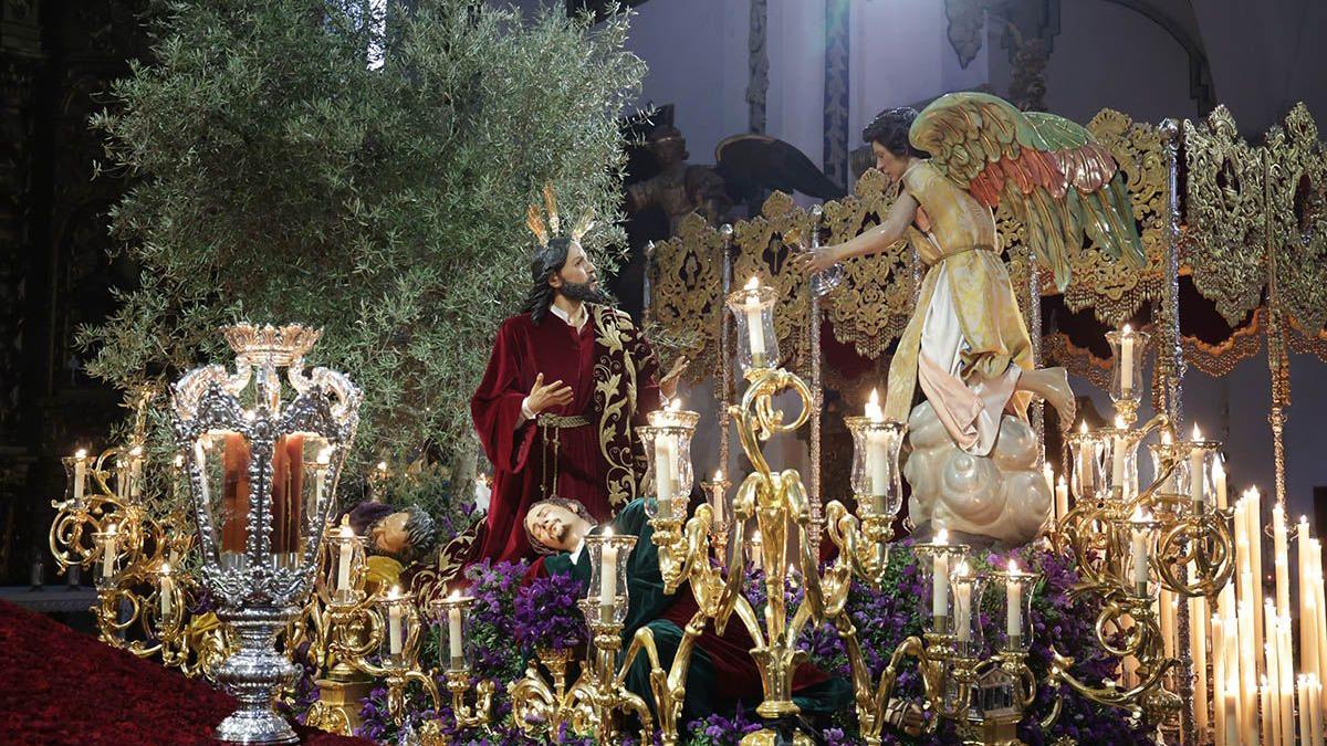 Nuestro Padre Jesús de la Oración en el Huerto hace un mes, en la estación de penitencia cancelada por la lluvia.