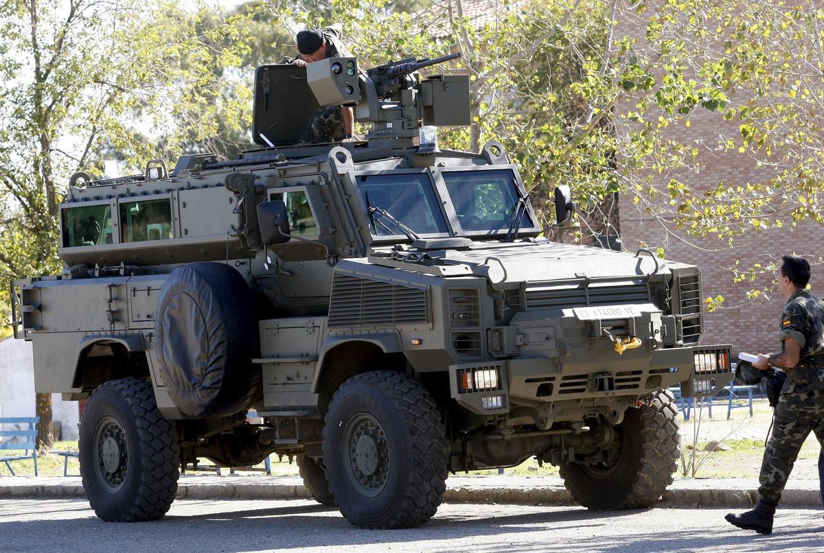 Un vehículo blindado RG-31 en la base militar de Cerro Muriano, en Córdoba.
