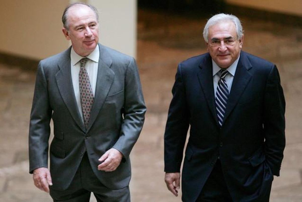 Rodrigo Rato, amb el seu successor al capdavant de l’FMI, Dominique Strauss-Khan, el novembre del 2007.