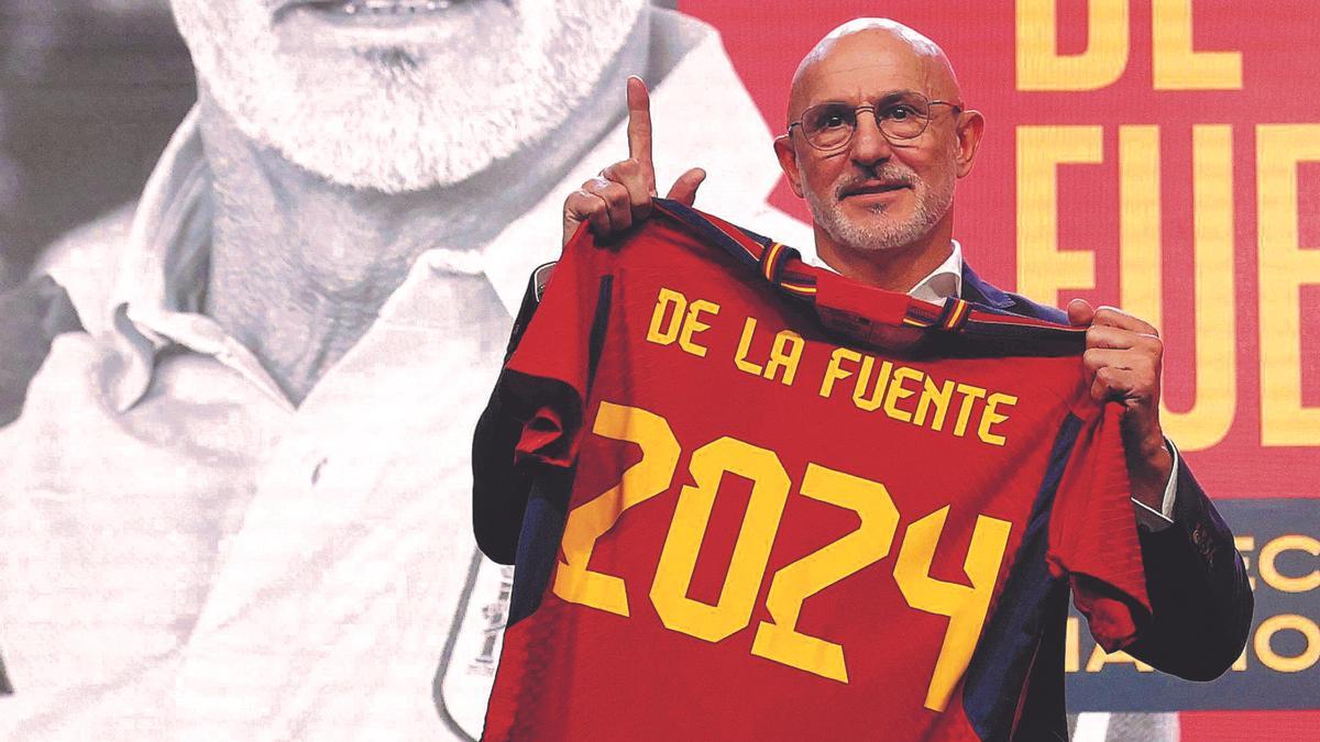 De la Fuente, en la presentación como nuevo seleccionador español. De la Fuente, en la presentación como nuevo seleccionador español.